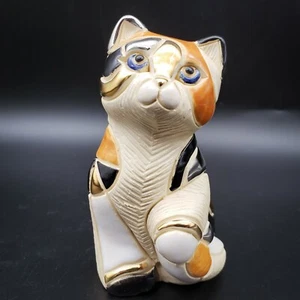 Vintage Artesania Rinconada Calico Katzenfigur ausverkauft Silber Gold Akzente - Bild 1 von 6