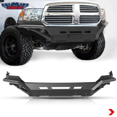 Parachoques delantero de acero negro para Dodge Ram 1500 todoterreno 2013-2017 2018 con luces LED Foto 1 de 4