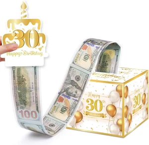 30Th Birthday Money Box for Cash Gift, Surprise Pull Out Money Gift Box with 100 - Picture 1 of 5