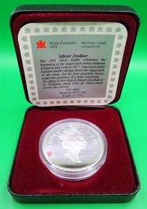 1992 Canada Silver Dollar Coin, Stagecoach Service 1817, RCM Royal Canadian Mint - Bild 1 von 3
