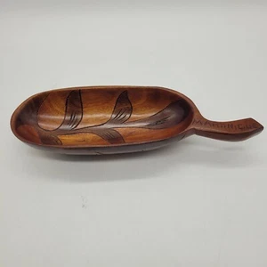 Vintage Wooden Nut Bowl Hand Carved Solid Wood Snack Dish Made in Martinique - Picture 1 of 6