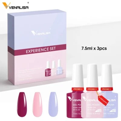 Venalisa 3 peças/kit lindo kit de esmalte em gel colorido absorva UV LED gel para unhas EUA - Imagem 1 de 4