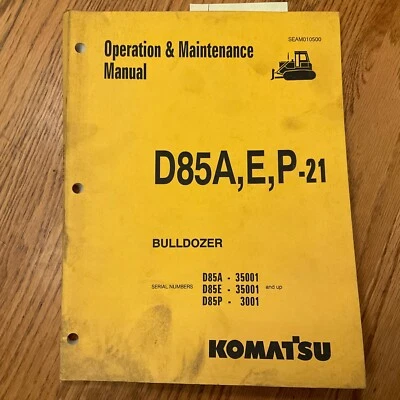 Komatsu D85A,E,P-21 MANUAL DE OPERACIÓN MANTENIMIENTO EXCAVADORA TOPADORA LIBRO DE OPERADOR Foto 1 de 3