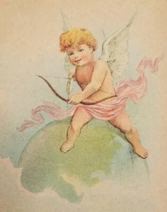 c 1910 Valentine Greeting Postcard Cupid Cherubs Globe world PR - Picture 1 of 3
