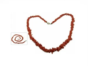 Collana a frangia in Argento 925 di vero corallo rosso gioiello da donna PL Oro - Picture 1 of 4