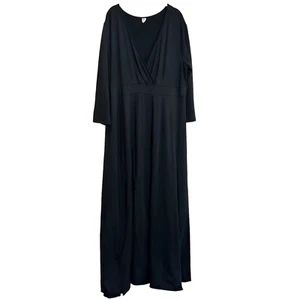 Poseshe Womens Knit Maxi Dress Size 3XL Black 3/4 Sleeve V-Neck Raw Hem - Picture 1 of 4
