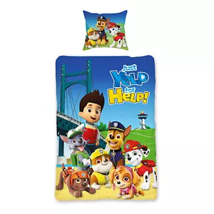 Paw Patrol Team Blau Bettwäsche | 100% Baumwolle Linon | 135x200 cm & 80x80 cm - Bild 1 von 8