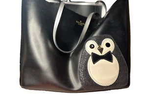Kate Spade Clifton Lane Little Leo Penguin Black Leather Tote Purse - Picture 1 of 16
