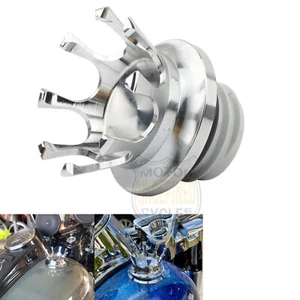 Chrome Fuel Gas Vented Tank Cap For Harley Road King FLHR Dyna Sportster Softail - Bild 1 von 7