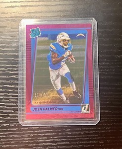 Josh Palmer 2021 Donruss Rated Rookie Season Stat Line /500 Purple RC Chargers