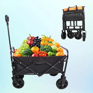 Collapsible Heavy Duty Wagon Cart Outdoor Camping Garden Beach Cart Big wheels - Picture 1 of 20