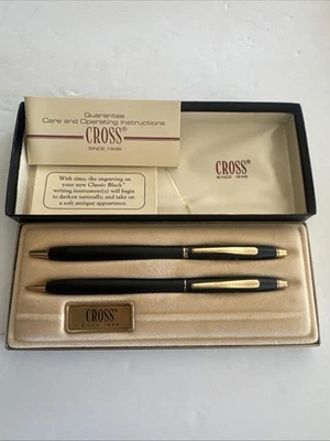 Juego de bolígrafo y lápiz mecánico Cross 2501 clásico negro vintage en caja Foto 1 de 4