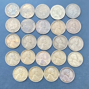 Centavos de Estados Unidos (24) cabeza de indio y Lincoln 1908 1916 1919 moneda S lote de centavos de Estados Unidos 51018 - Imagen 1 de 18
