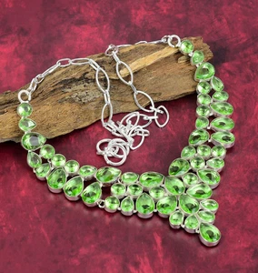 Beautiful Tsavorite Gemstone 925 Sterling Silver Necklace Jewelry Wadding Gift - Picture 1 of 5