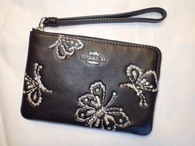 Muñequera Coach Corner Cremallera CCJ72 Cuero Mariposa Negra Multi Nueva con Etiquetas Foto 1 de 4