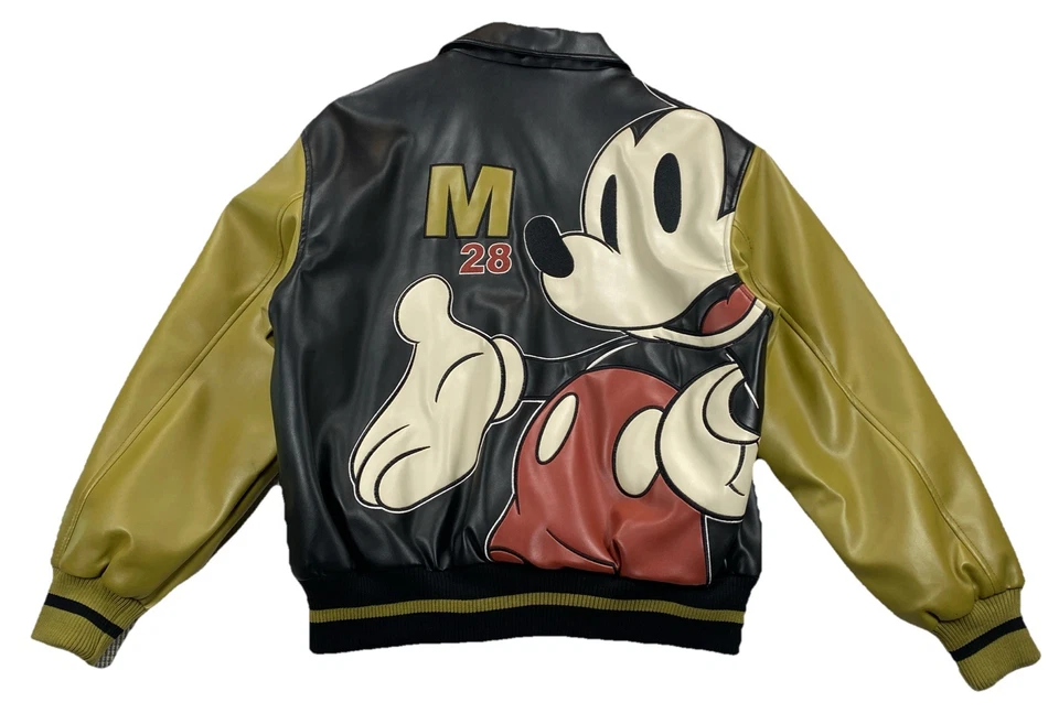 Vintage Original Mickey Mouse Walt Disney 1928 Varsity Faux Leather Jacket Large - Image 1 of 4