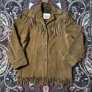 Rancher Western Vintage Jacket By Excelled Fringe Leather MADE IN USA Sz Medium - Picture 1 of 14