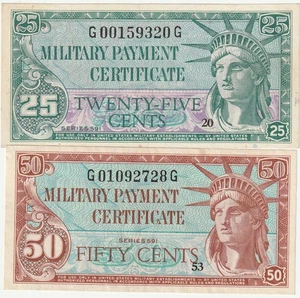US MPC 25 & 50 Cents Certificates Series 591 Extra Fine Condition - Picture 1 of 2