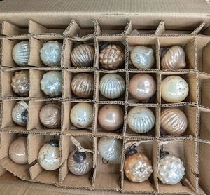 Creative Co-Op 72" Taupe/Cream Embossed Mercury Glass Ornament (23) Garland NIB - Picture 1 of 7