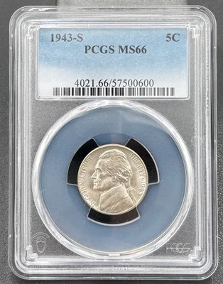 1943 S Jefferson Silver Nickel PCGS MS 66, Nice High Grade Coin - Image 1 of 4