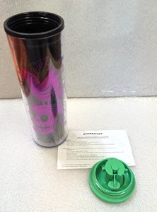 Starbucks Tapa Giratoria Vaso Alto Taza de Viaje Púrpura Calavera y Pájaro Gráfico 16 OZ - Imagen 1 de 10