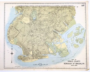 1941 KINGS County NEW YORK Map ORIGINAL (20x16) BROOKLYN - CONEY ISLAND - Picture 1 of 3