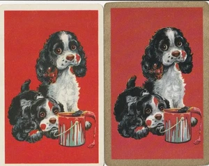 Pair of Spaniel Dogs & Paint Can, Swap Cards - Bild 1 von 1