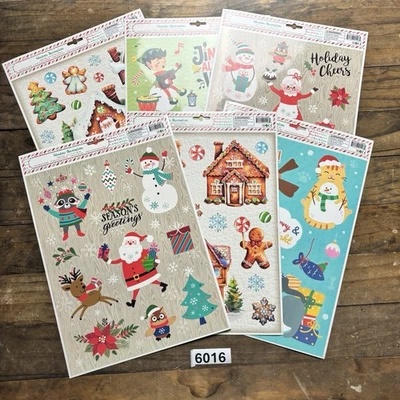 Juego de 7 hojas decoraciones adhesivas para ventanas de Navidad reutilizables para niños de vacaciones Foto 1 de 4