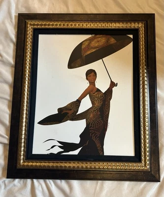 Staci Maxwell Brella Giirls African American Art Print Canvas Framed 22”x26” - Image 1 of 4