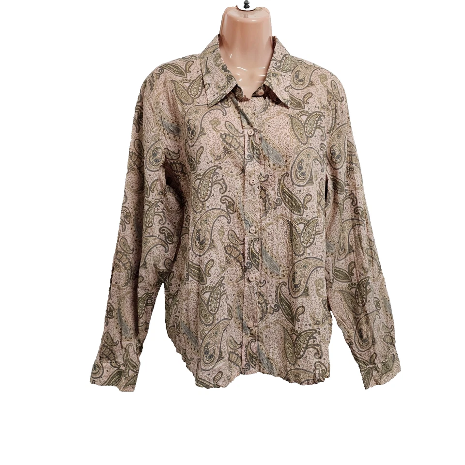 Liz & Co. Career Top Blouse Shirt Women Size XL Thin Woven Cotton - Image 1 of 4