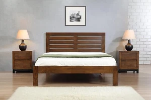 RUSTIC OAK BED 3FT SINGLE 4FT SMALL 4FT6 DOUBLE 5FT VULCAN MEMORY FOAM MATTRESS - Picture 1 of 5