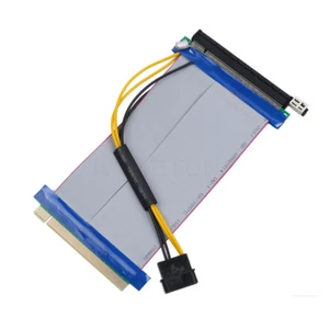 PCI-E 16X to 16X Riser Card Adapter Converter Extender Ribbon Cable+ Molex Cable - Afbeelding 1 van 4