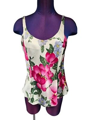 Vintage 90s Victoria's Secret Pink Floral Silk Cami Size Medium Women's F58 - Image 1 of 4