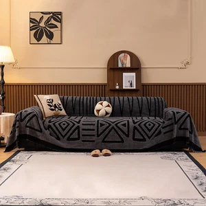 Dark Grey Sofa Cushion Covers Boho Couch Sofa Covers Short Plush Couch Cover for - Picture 1 of 7