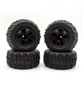 4Pcs 90mm Wheel Tires 12mm Hex For HSP Wltoys 144010 1/4 MJX Hyper Go 14209 RC - Picture 1 of 4