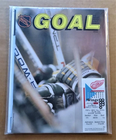 Red Wings vs Toronto Maple Leafs 12-09-1988 Program, Roster Sheet & Game Ticket Cover