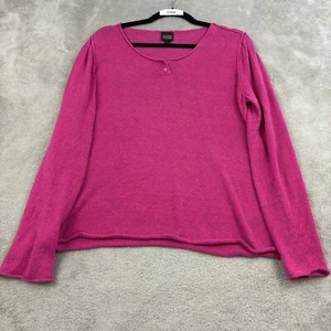 Top donna Eileen Fisher 100% lino grande rosa caldo spiaggia Lagenlook Boho - Foto 1 di 17