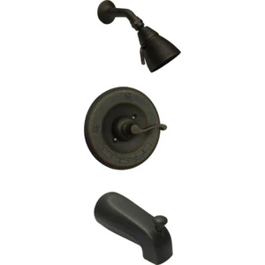 Rustic Oil Rubbed Bronze Sandcast Style Bathroom Tub & Shower Faucet with Valve - Picture 1 of 1