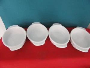4 White Porcelain Xcell Creme Brulee Ramekins Individual Casseroles Onion Soup - Picture 1 of 6