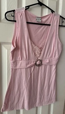 🩰🩰Finesse 复古浅粉色无袖衬衫上衣,尺寸 L🩰🩰 — 第 1/4 张图片