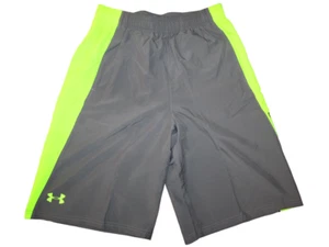 New UNDER ARMOUR Gray/Neon Loose Fit Heat Gear Shorts fit Boy's waist 28"-30" - Picture 1 of 5