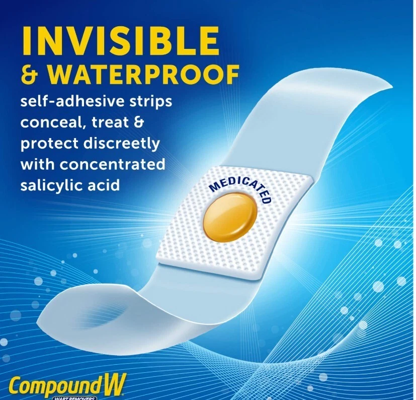Wart Remover 2 INVISIBLE PLASTERS verruca Treatment Compound W Max Strength NEW