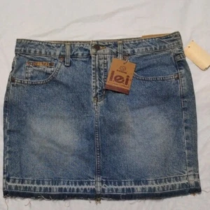 Lei Vintage Y2K Denim Raw Hem Jeansrock Festival Neu mit Etikett Deadstock Gr. 11 - Bild 1 von 7