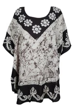 Boho Gypsy White,Black Tie Dye Top Poncho Summer Loose Hippy Comfy Tunic Blouse 