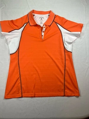 Polo de golf para mujer Antigua Desert Dry naranja, blanco y negro talla XL Foto 1 de 4