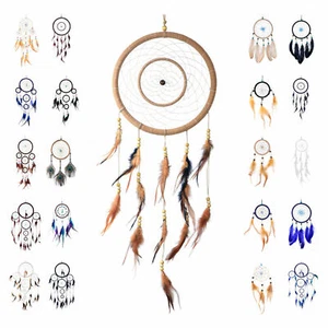 Große und kleine Traumfänger Dreamcatcher mit Federn Holzperlen Kinder blau weiß - Bild 1 von 64