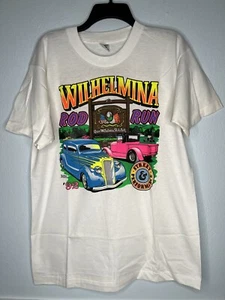 Rod Run T Shirt Mena Arkansas 1992 Queen Wilhelmina Neon Colors Vintage USA Cars - Picture 1 of 12