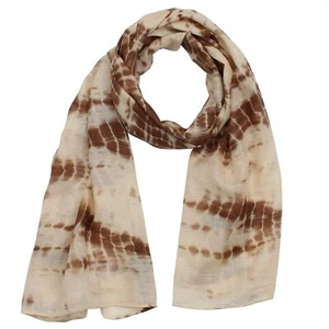 Sciarpa Bamboo marrone tie dye 40x140 cm fazzoletto da collo - Picture 1 of 11