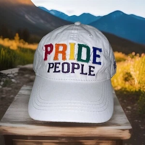 Gay Pride People Rainbow Color Embroidered White Adjustable Hat Cap Unisex LGBTQ - Picture 1 of 10