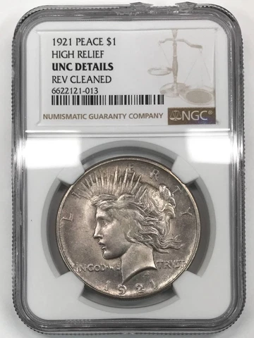 1921 P Peace Silver Dollar NGC UNC-Details HIGH RELIEF Cover